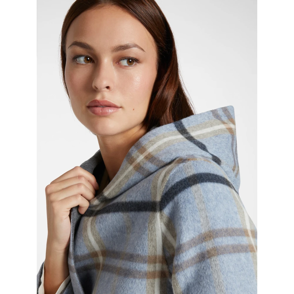 Elena Mirò Korte dubbele ruit stofjas met capuchon Multicolor Dames