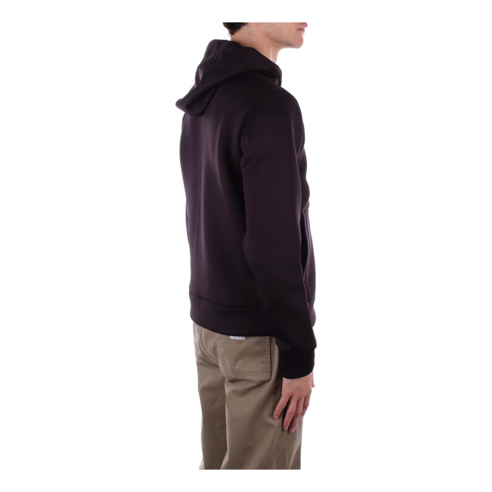 Blauer Hooded Jas Zwart Logo Rits Zakken Black Heren