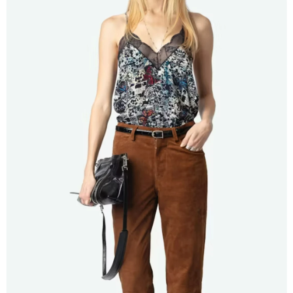 Zadig & Voltaire Blauwe Top met Frans Kant Borduurwerk Multicolor Dames