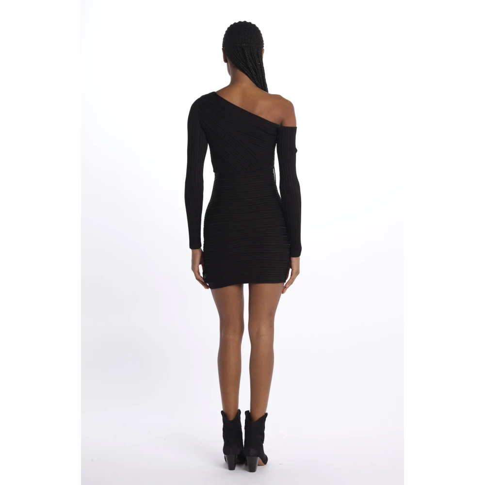 BA&SH Zwarte Geribbelde Gebreide Minijurk Black Dames