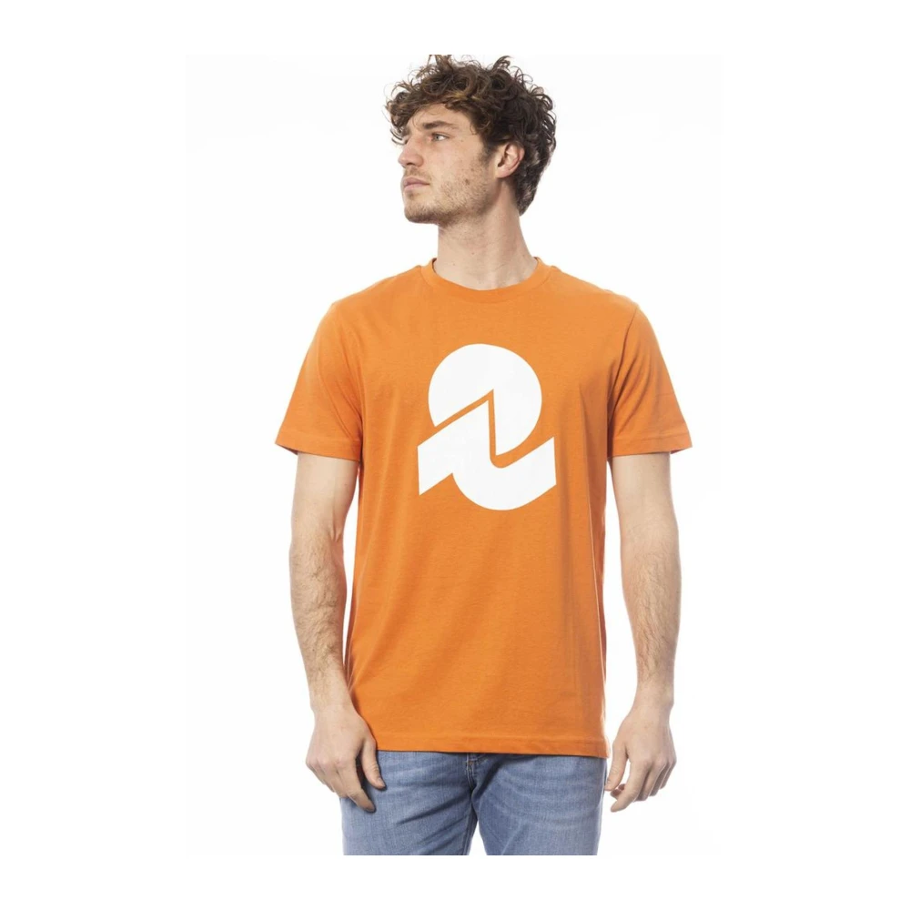 Invicta Orange Cotton Crew Neck T-Shirt With Logo Print - Male - T-Shirts - S - Tops