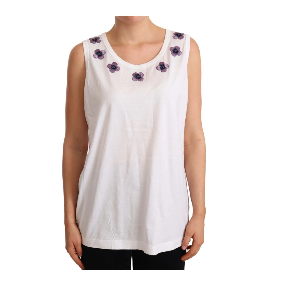 Dolce & Gabbana Bloemenborduurwerk Tanktop White Dames
