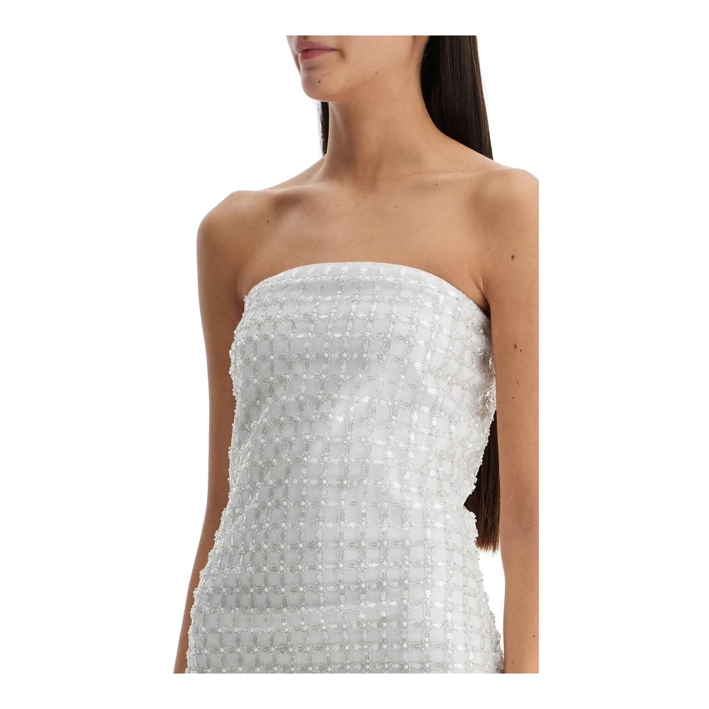 Rotate Birger Christensen Geborduurde Jurk met Pailletten van Tule White Dames