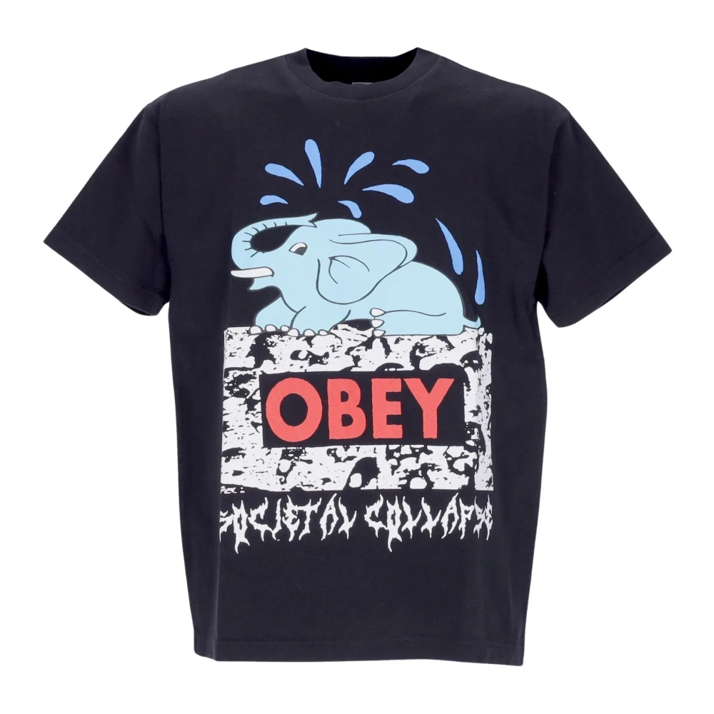 Obey Societal Collapse Tee Off Zwart T-shirt Black Heren
