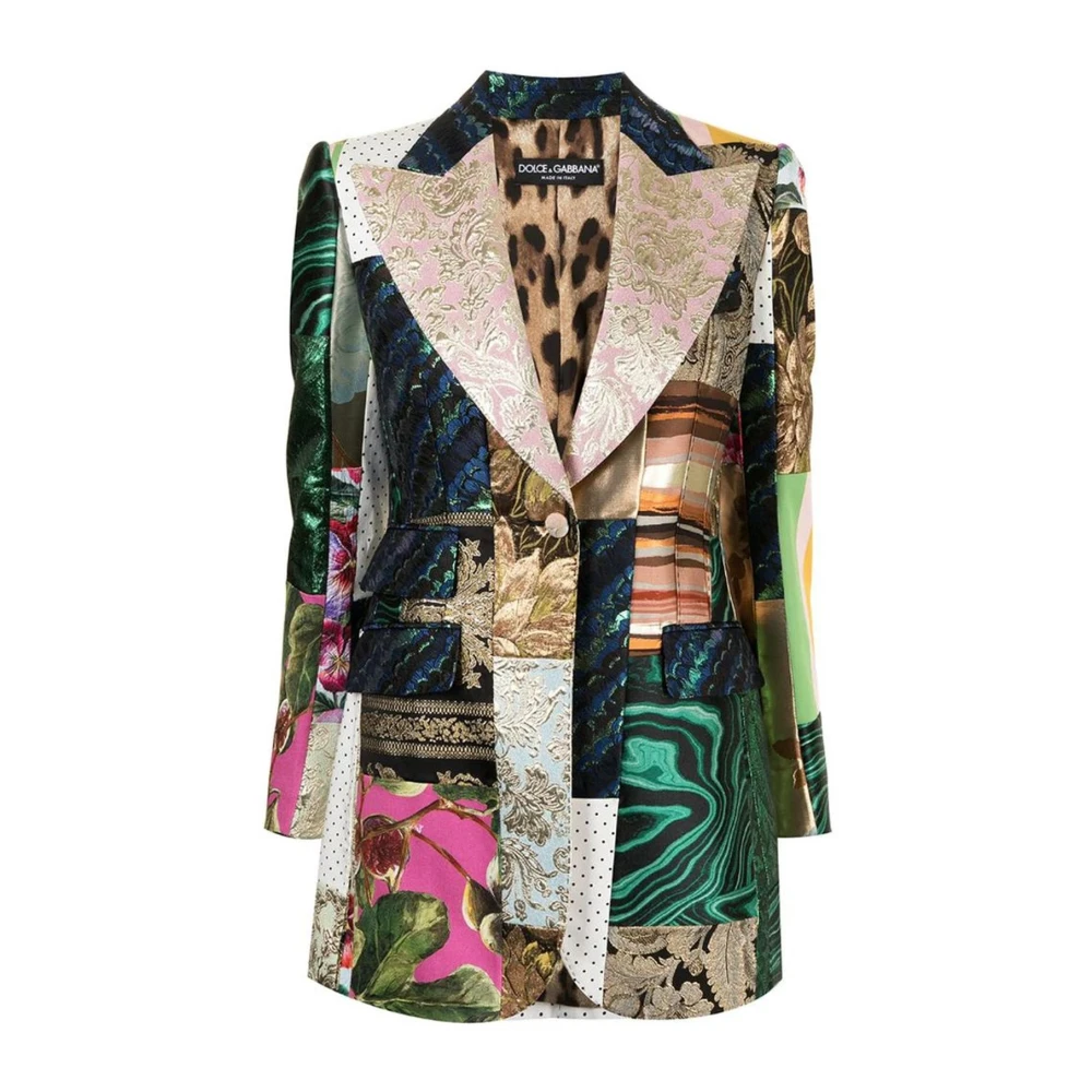 Dolce & Gabbana Geborduurd Blazerjasje met Multicolor Patchwork Multicolor Dames