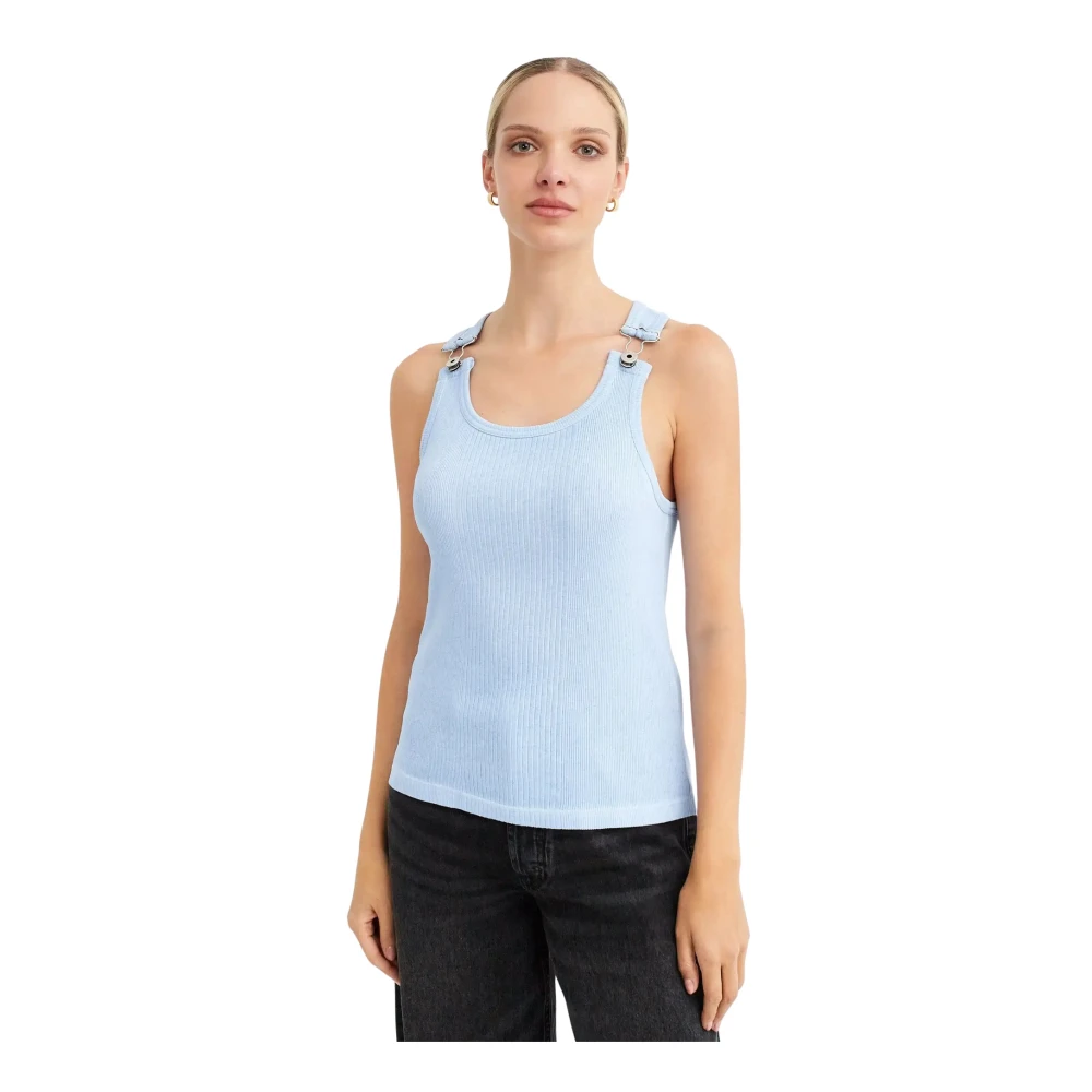 Jean Paul Gaultier Blauwe denim top met metalen gespen Blue Dames