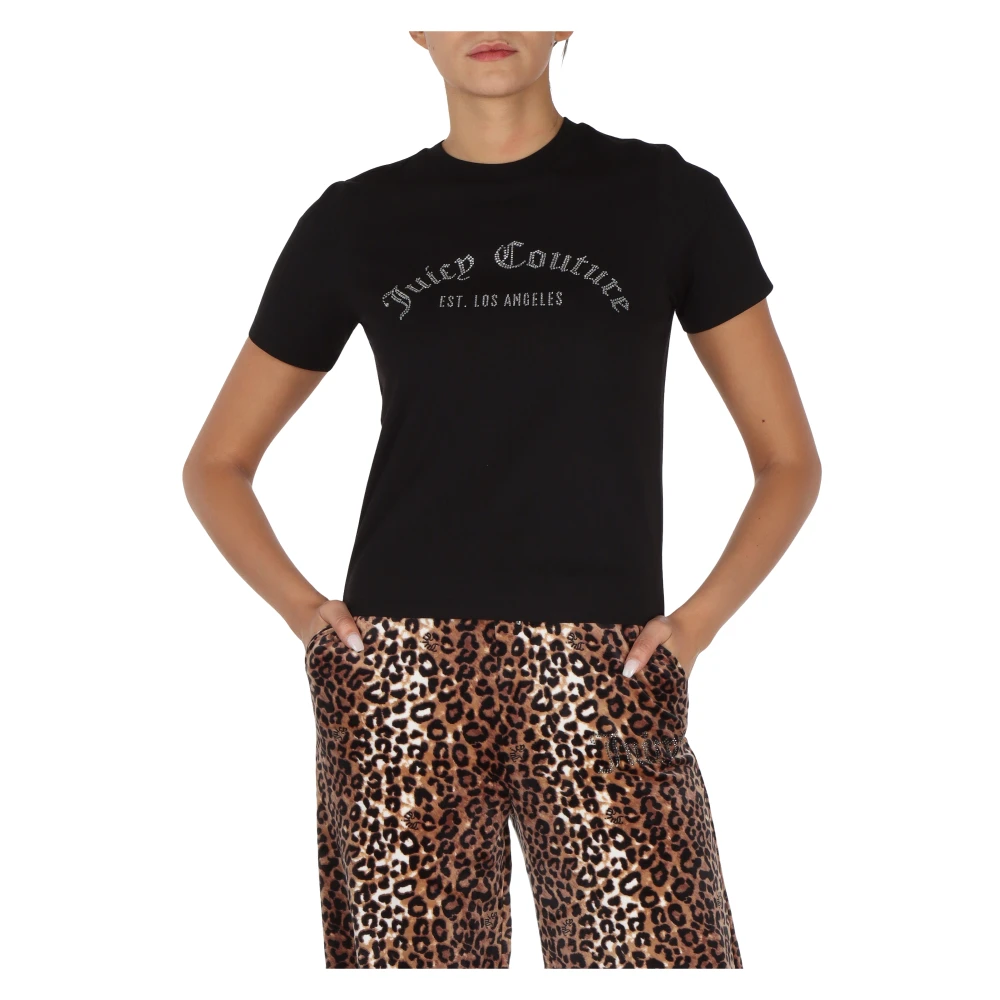 Juicy Couture Noah Katoenen T-shirt met Strass Logo Black Dames