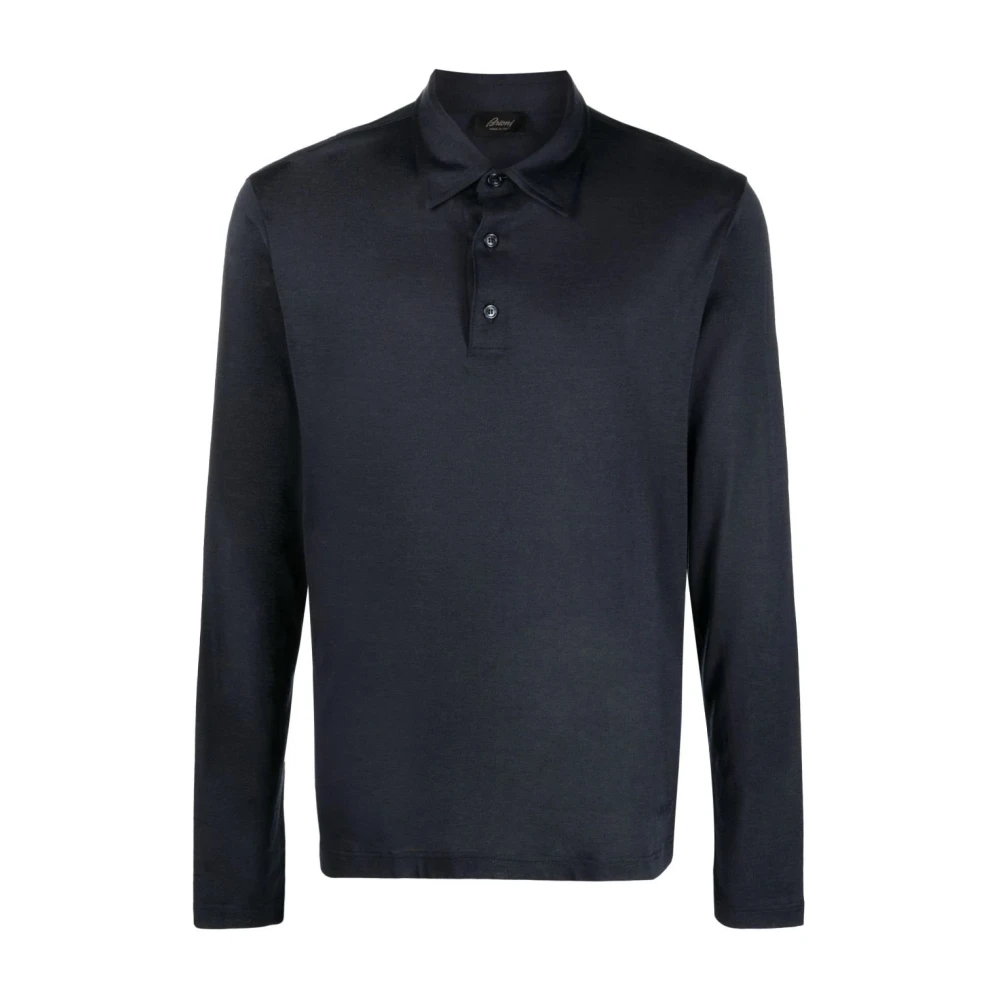 Brioni Polo Shirts Blue Heren