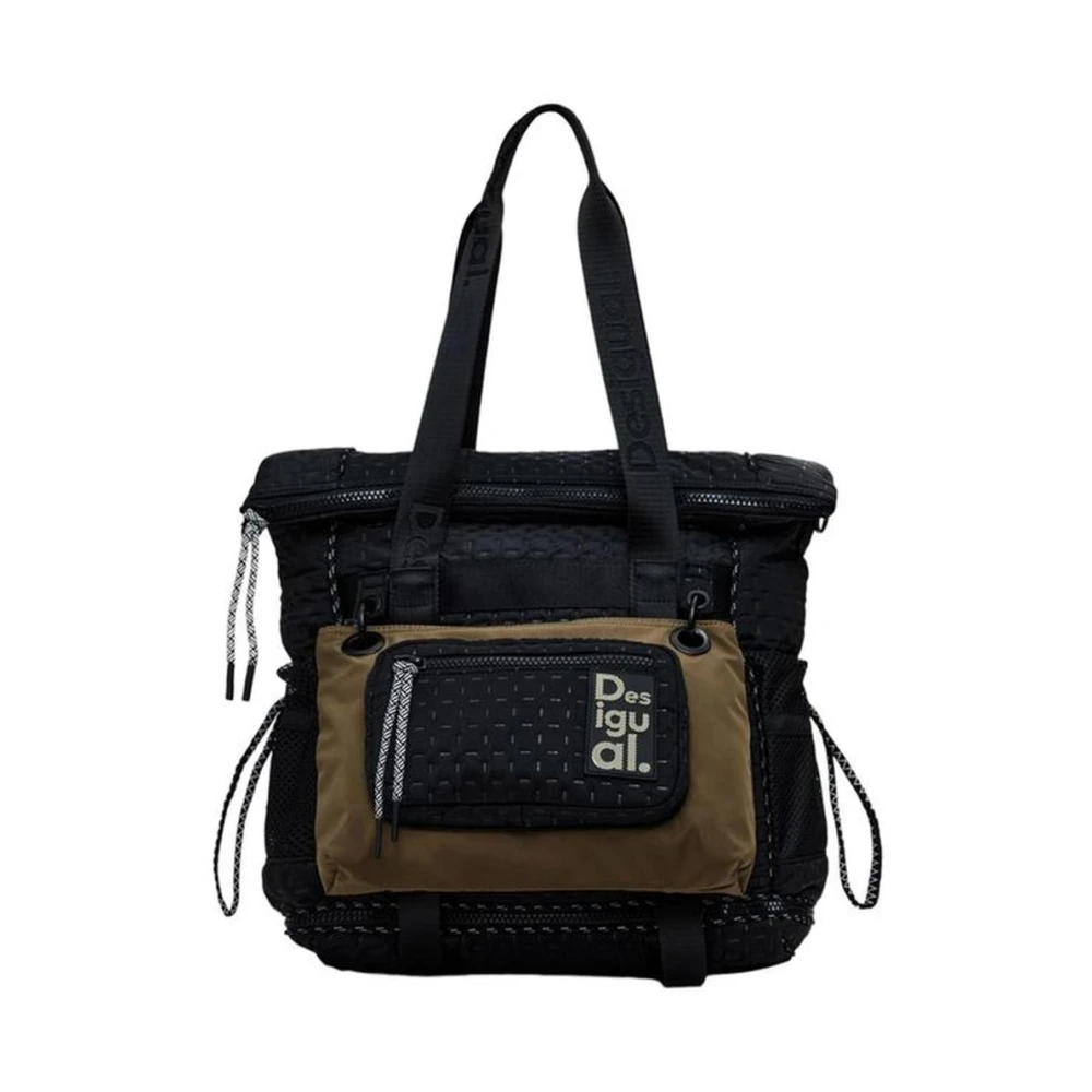 Desigual Zwarte Polyester Rugzak met Meerdere Compartimenten Black Dames