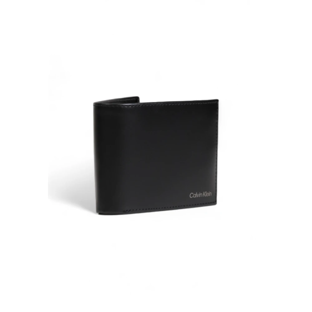 Calvin Klein Zwarte leren portemonnee met binnenzak Black Heren