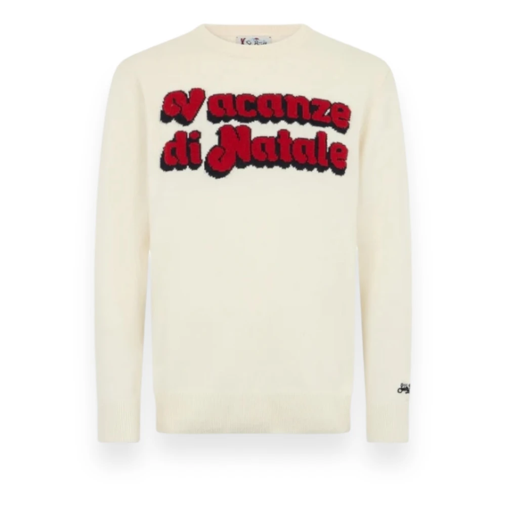 MC2 Saint Barth Geborduurde Ronde Hals Sweater Wit White Heren