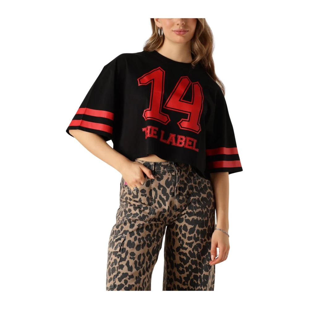 Alix The Label Zwarte Cropped Sports T-shirt Black Dames