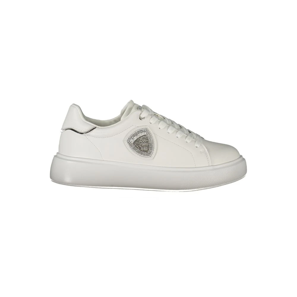 Blauer Women's White Leather Sneaker With Rhinestone Accents