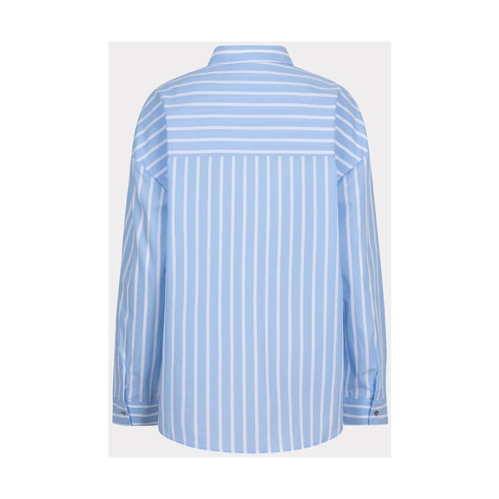 Esqualo Gestreepte kanten patch blouse Blauw Wit Blue Dames