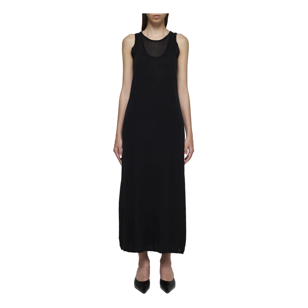 TotêMe Zwarte Tank Jurk Dubbellaags Gebreid Black Dames