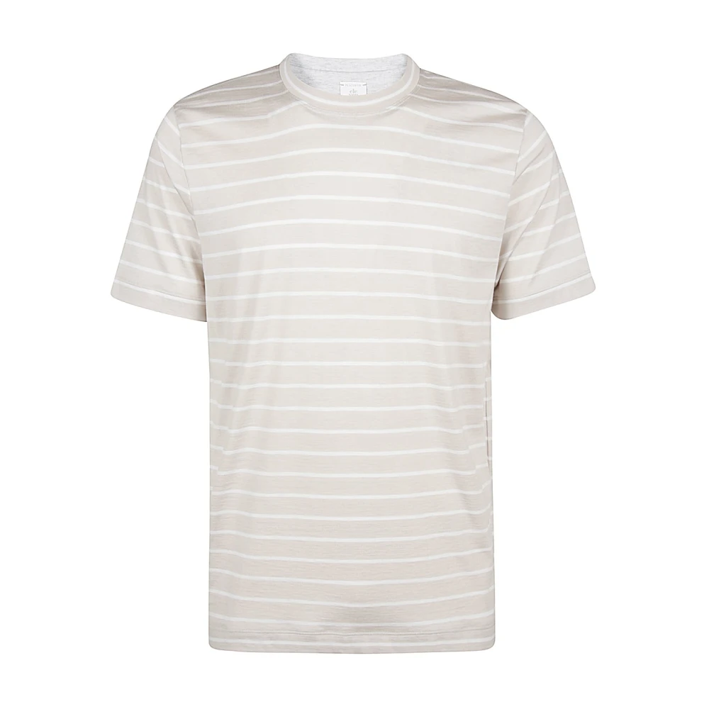 Eleventy Zijde en Giza Katoenen Crewneck T-shirt Beige Heren