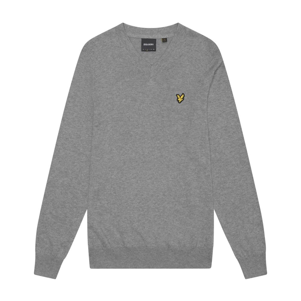 Lyle & Scott Merino V Neck Jumper Gray, Herr