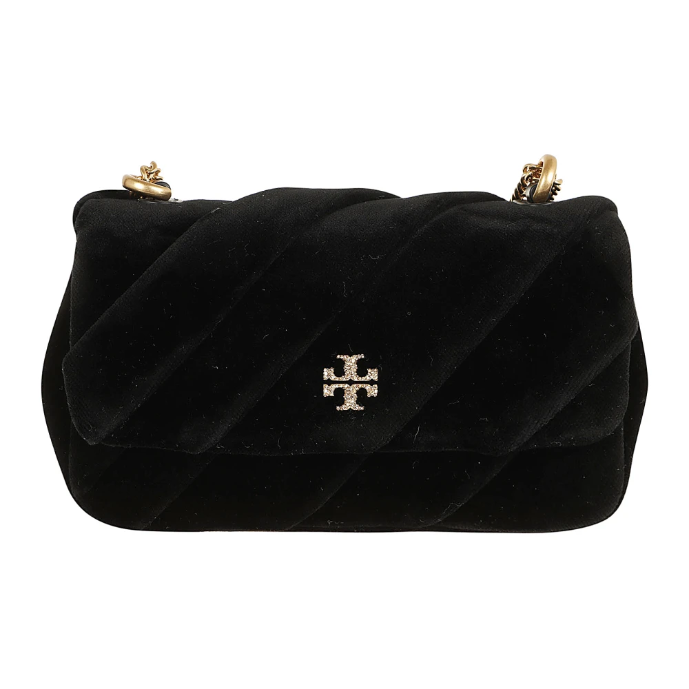 TORY BURCH Fluwelen Mini Flap Tas in Zwart Black Dames