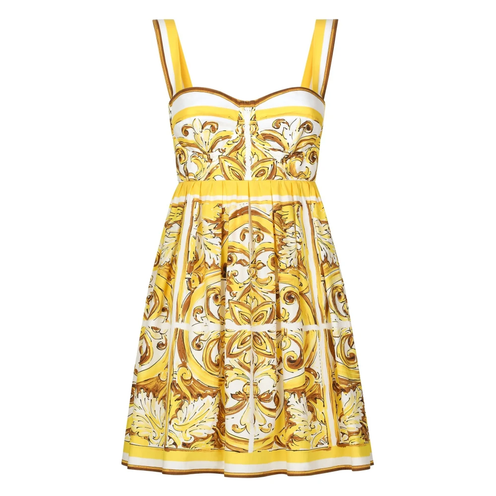 Dolce & Gabbana Gele Jurken Sweetheart Neckline Mouwloos Yellow Dames