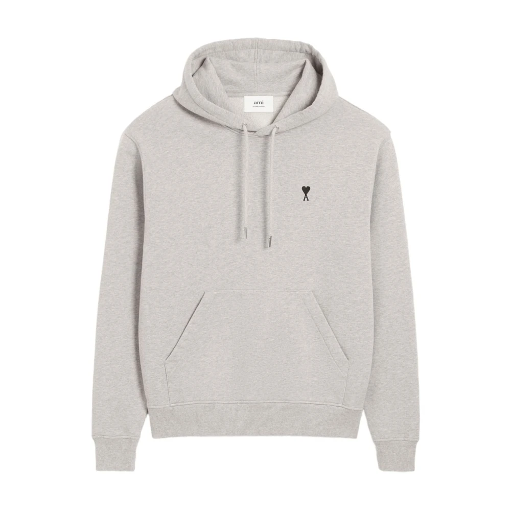 Ami Paris Men's Gray De Coeur Cotton Hoodie