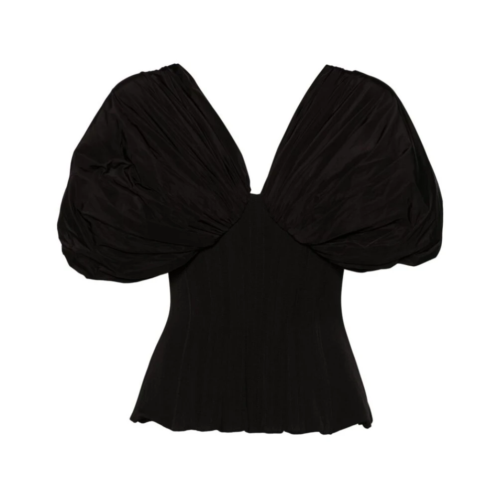Rhea Costa Zwarte V-hals Gerimpelde Jurk Black Dames