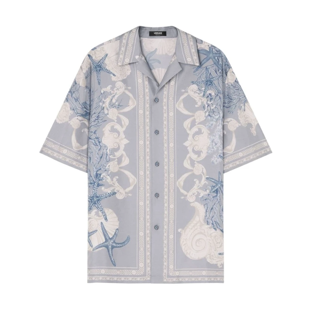Versace Zijden Twill Zee Print Shirt Multicolor Heren