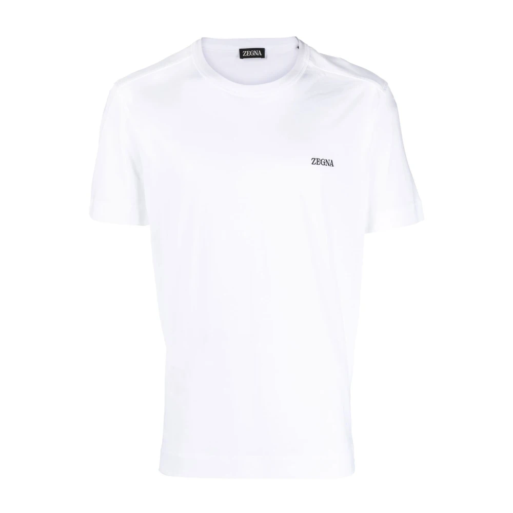 Ermenegildo Zegna Wit Jersey Gebreid T-shirt met Logo White Heren