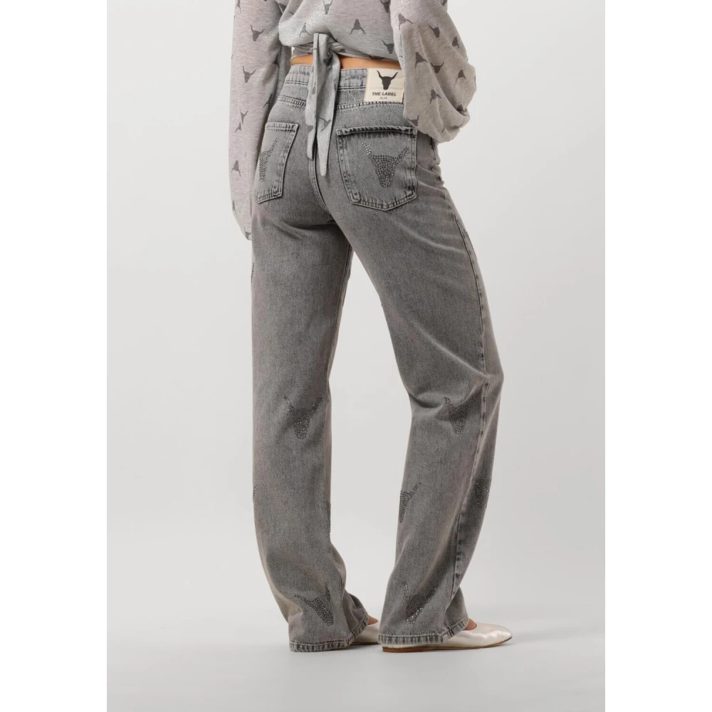 Alix The Label Strass Bull Pants Mom Jeans Gray Dames