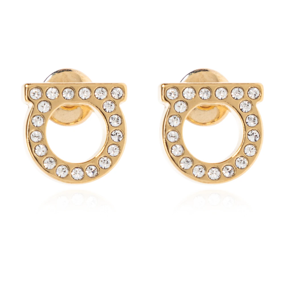 Ferragamo Logo Stud Earrings - Female - Earrings - Yellow - One Size - Accessories