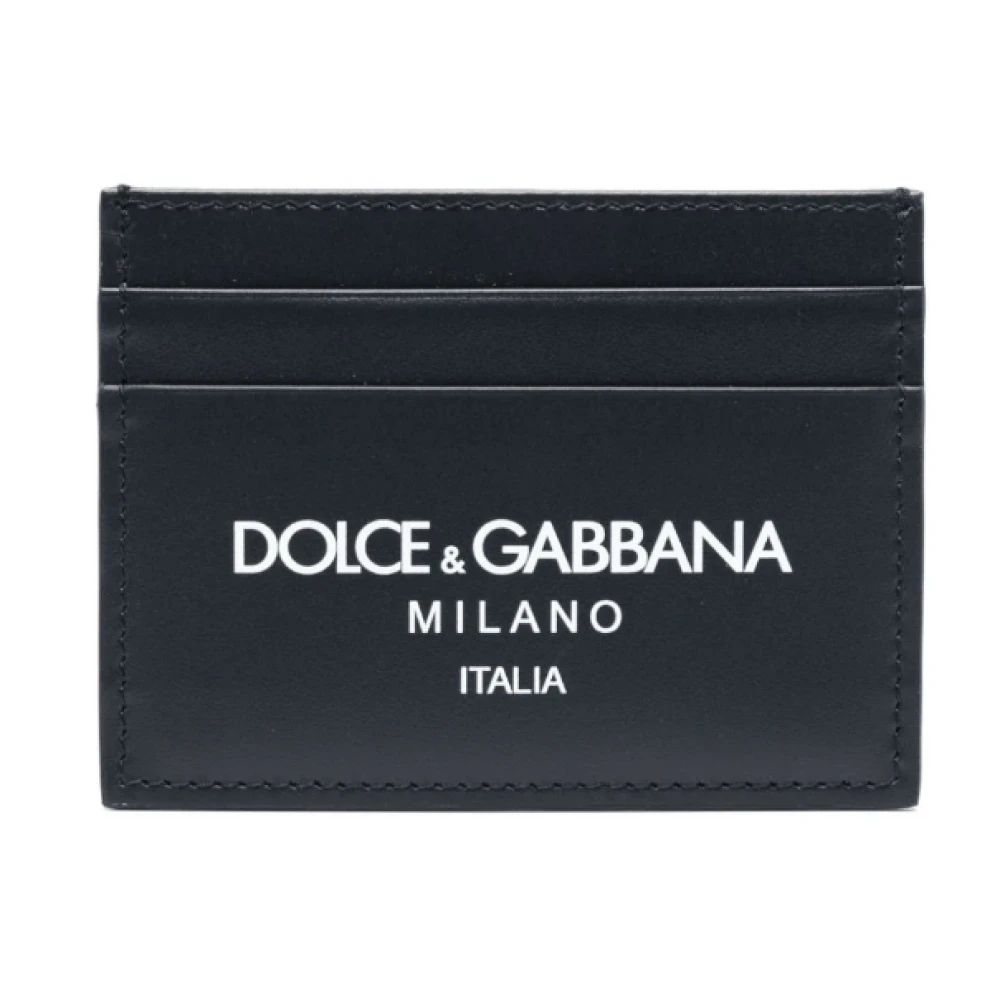 Dolce & Gabbana Men's Blue Wallets & Cardholders, One Size, Midnight Leather Cardholder With Logo Print