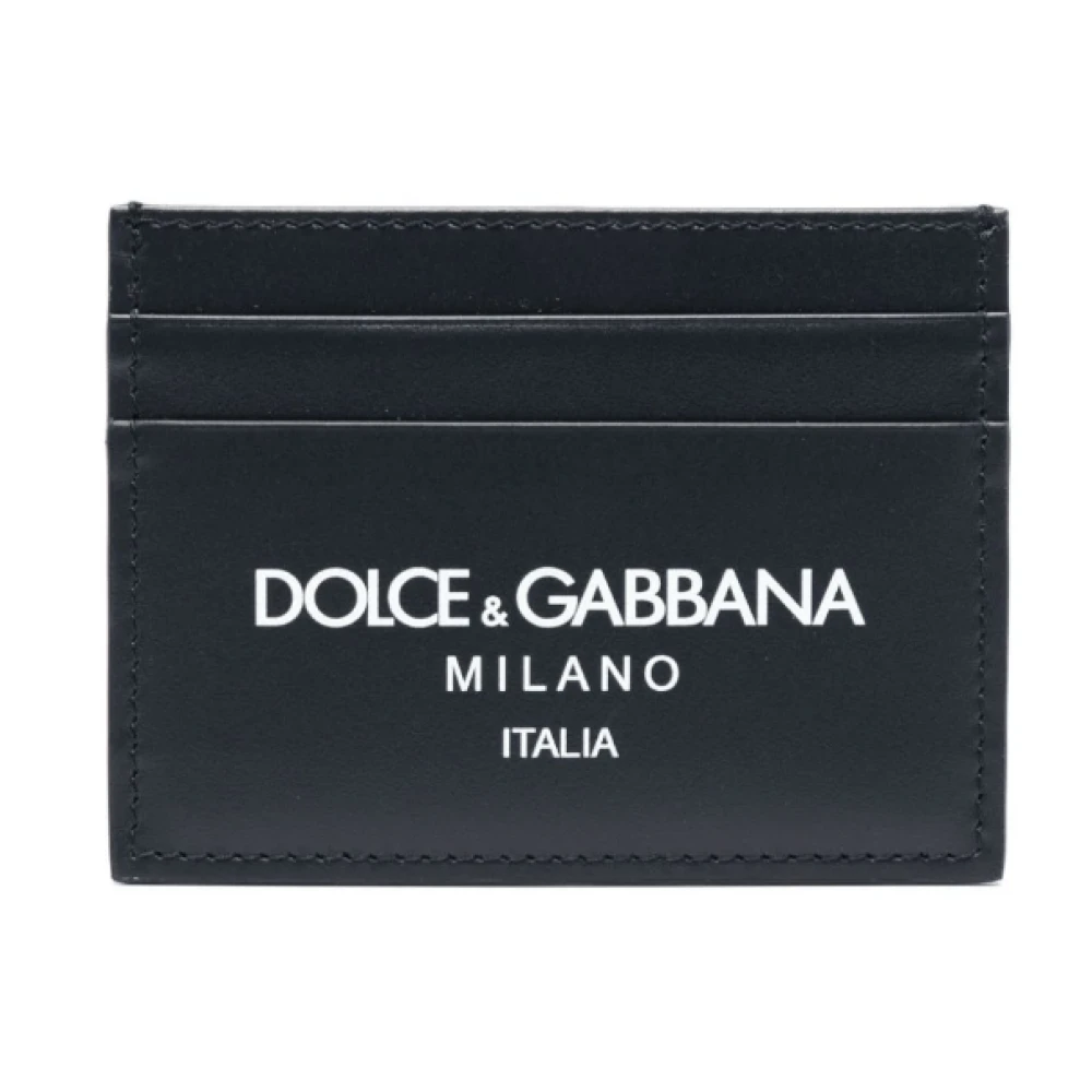 Dolce & Gabbana Midnight Blue Leren Kaarthouder met Logo Print Blue Heren