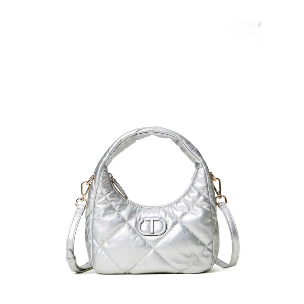 Twinset Gewatteerde Handtas met Bovenhandvat en Schouderband Gray Dames