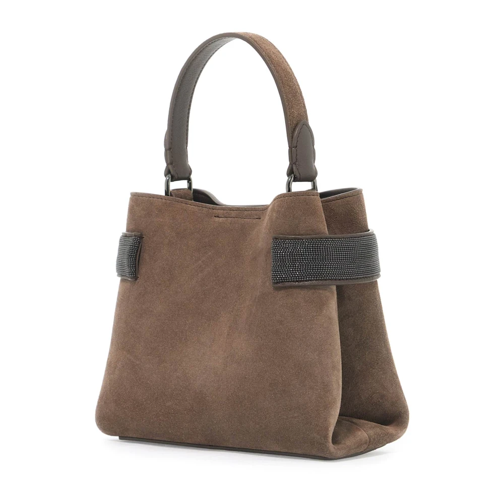 BRUNELLO CUCINELLI Geborduurde Monili Suède Handtas Brown Dames