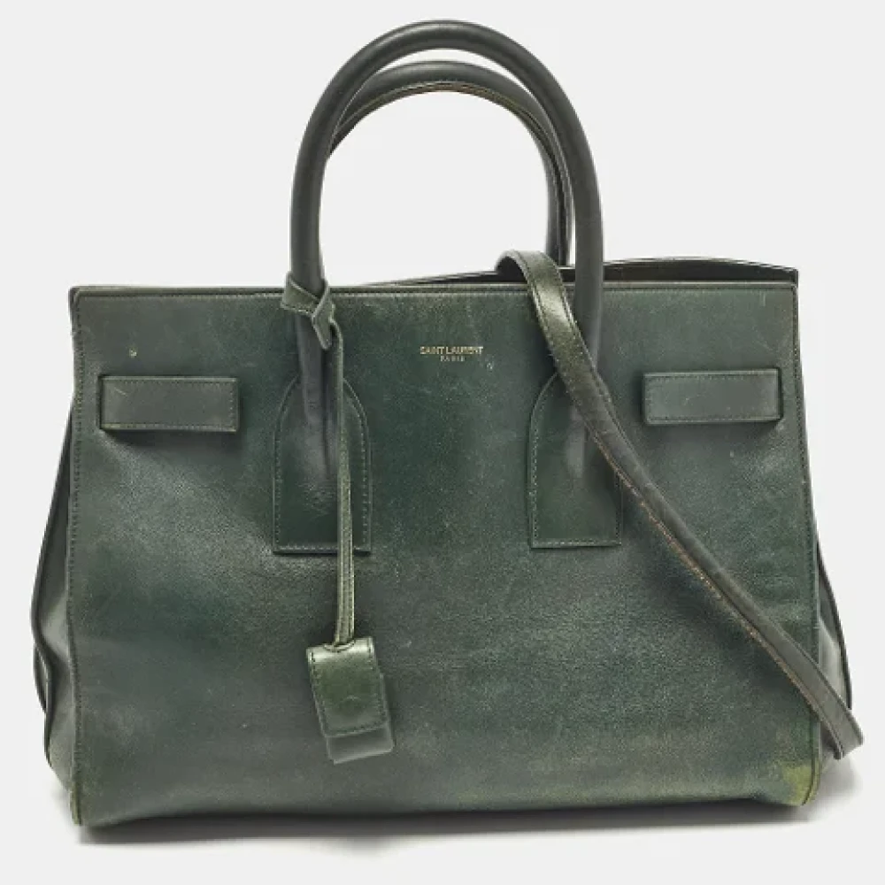 Yves Saint Laurent Vintage Pre-owned Leather totes Green Dames