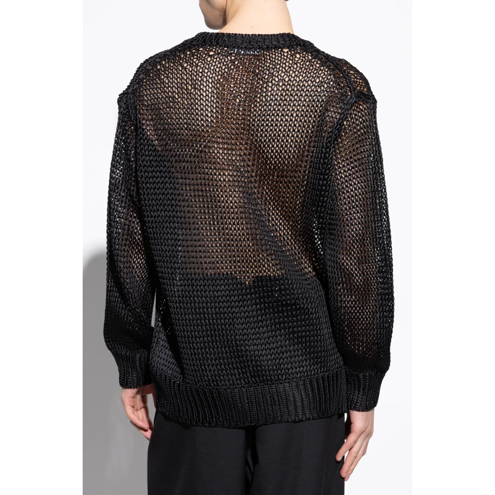 Jil Sander Zijden trui met decoratieve brei Black Heren
