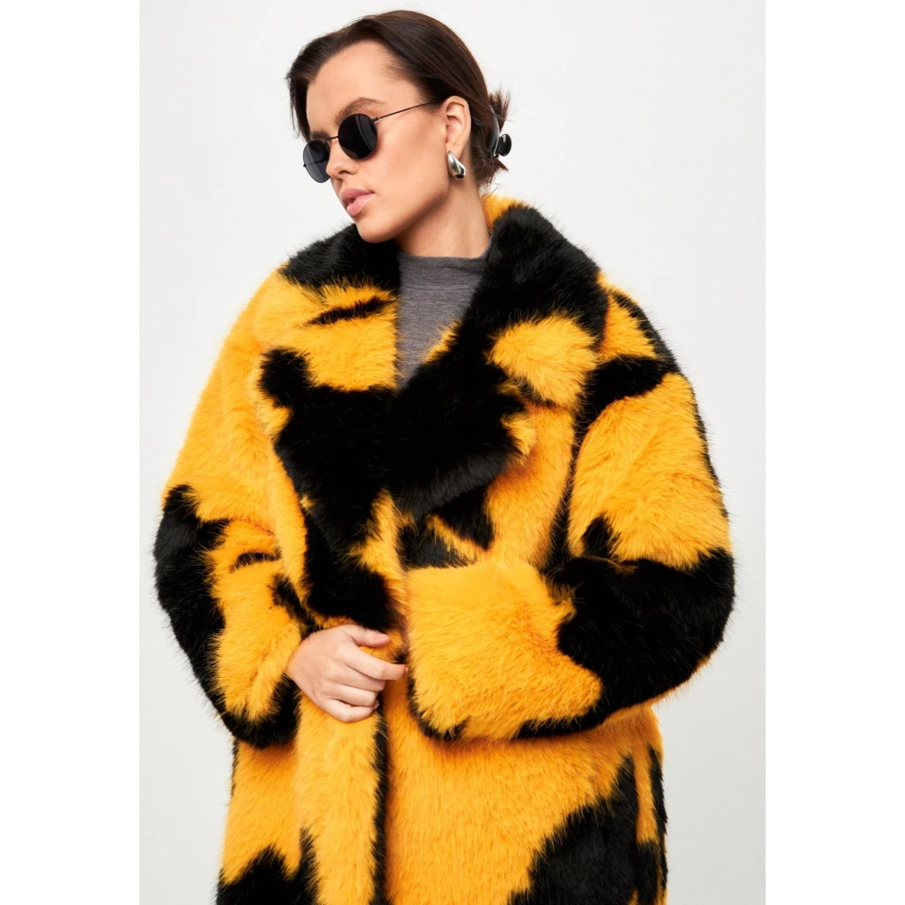 Cesare Gaspari Luxe Faux Fur Winterjas Yellow Dames