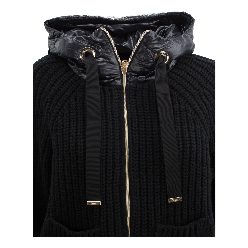 Herno Zwarte wollen bomberjack Black Dames