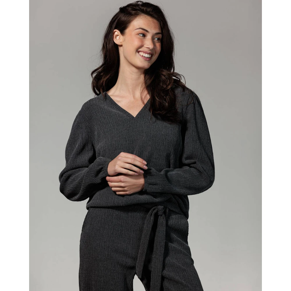 Tramontana Gekreukelde Sweater Gray Dames