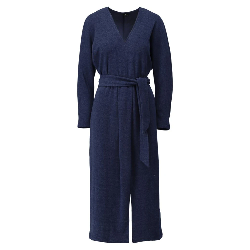 K-Design Lange jurk met V-hals Blue Dames