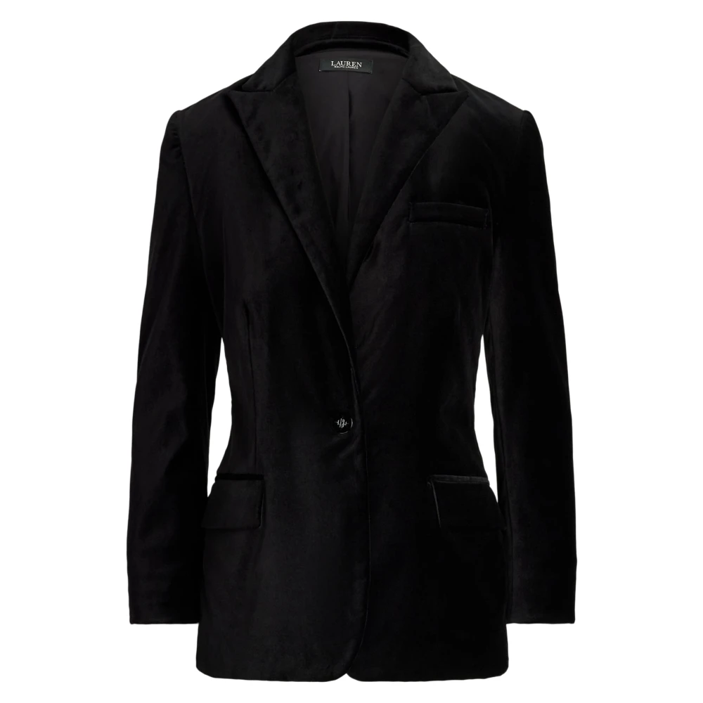 Ralph Lauren Stretch Velvet Blazer Black Dames