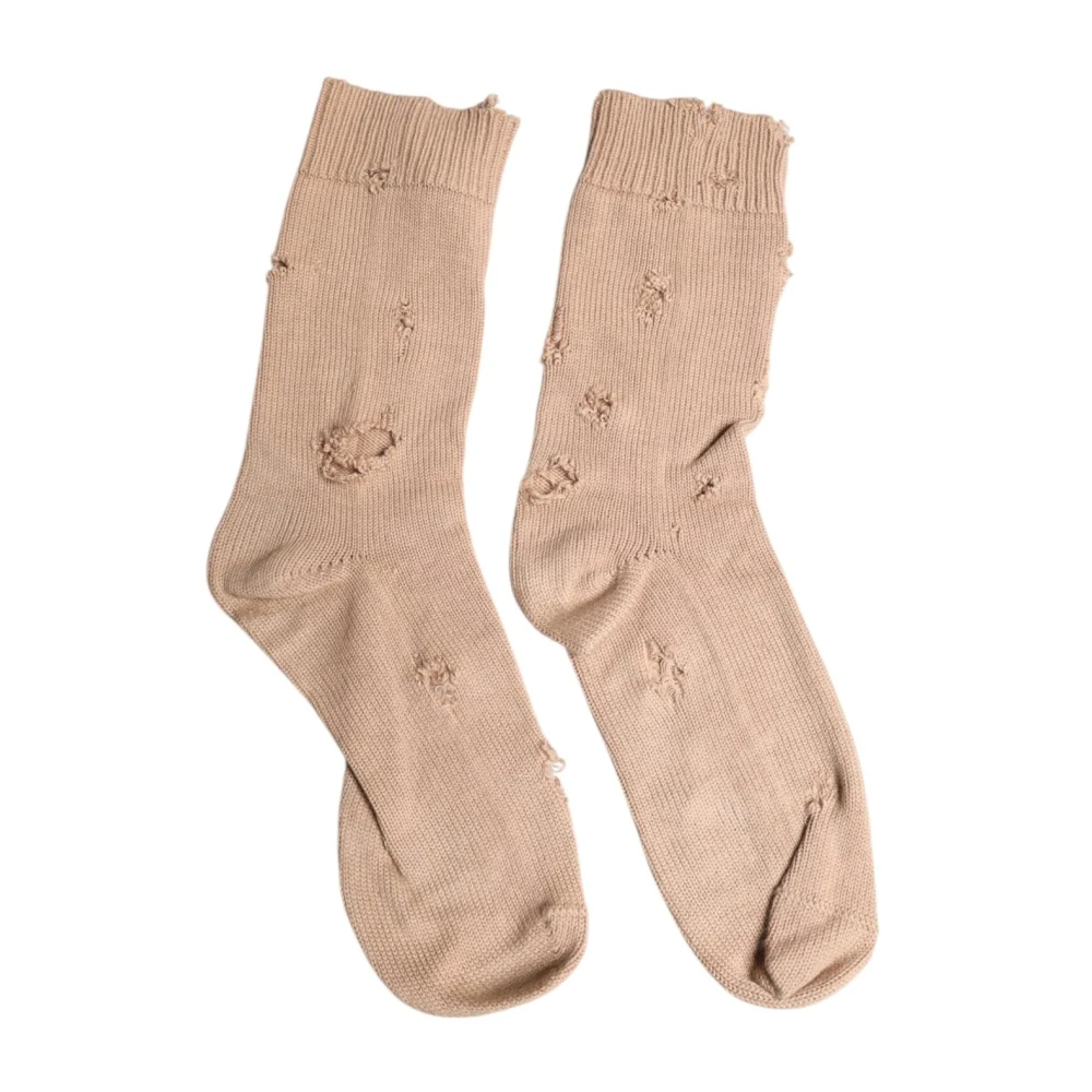 Dolce & Gabbana Men's Beige Logo Mid Calf Socks