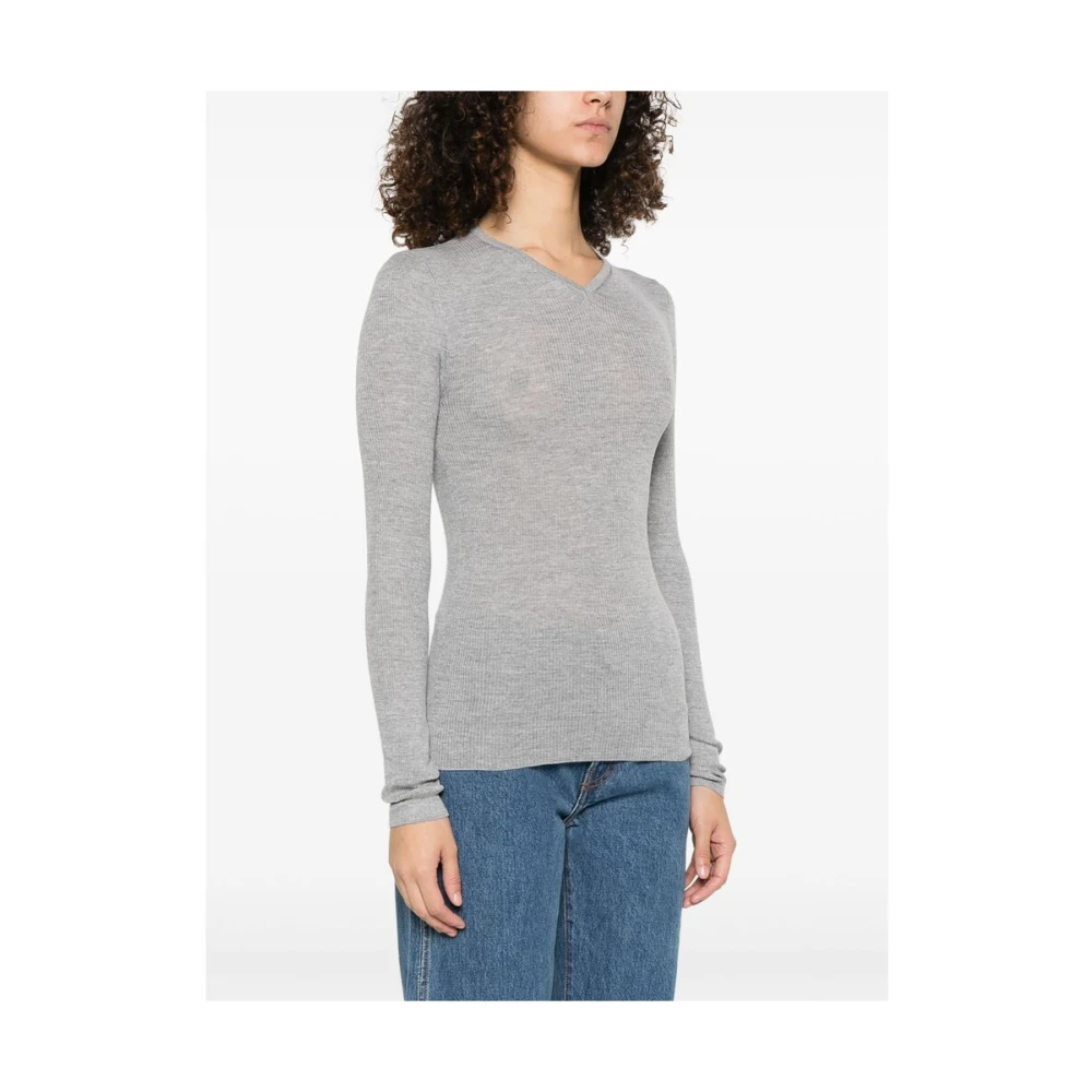 Khaite Lichtgrijze V-hals Trui Gray Dames