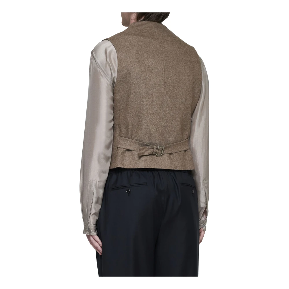 Giorgio Armani Dubbelrijige vest in taupe grijs Brown Heren