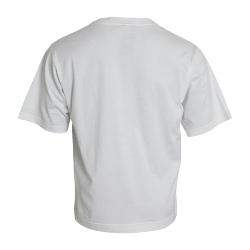 Dolce & Gabbana Witte Crew Neck T-shirt met Versiering White Heren