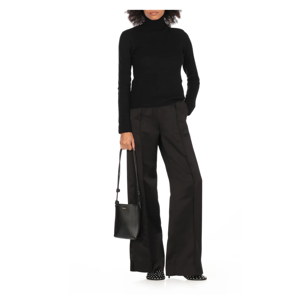 Jil Sander Zwarte wollen trui met hoge hals Black Dames