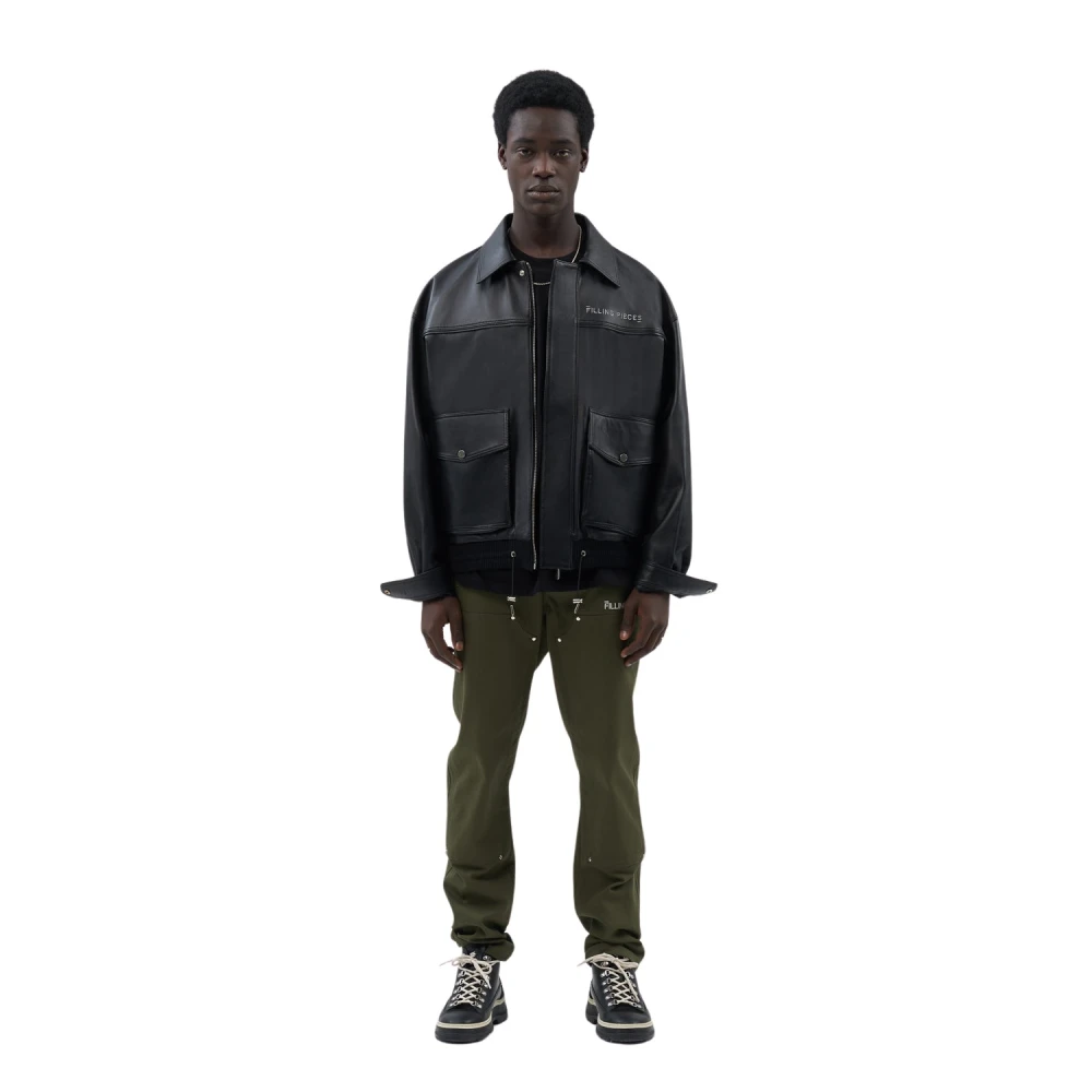 Filling Pieces Leather Jacket Boxy Black Heren