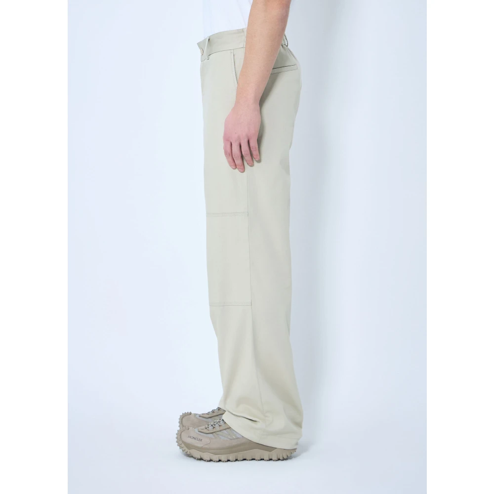 Moncler Katoenmix Twill Broek Beige Heren