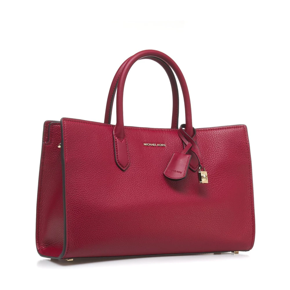 Michael Kors Rode Leren Handtas met Gouden Details Red Dames