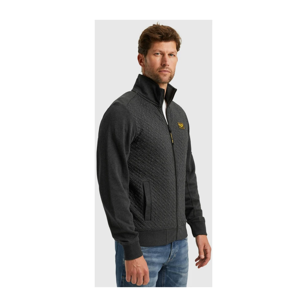 PME Legend Jacquard Interlock Rits Jas Sweater Gray Heren