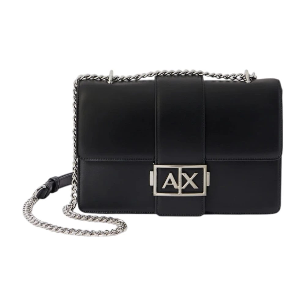 Armani Exchange Women's Black Faux Leather Crossbody Bag With Logo